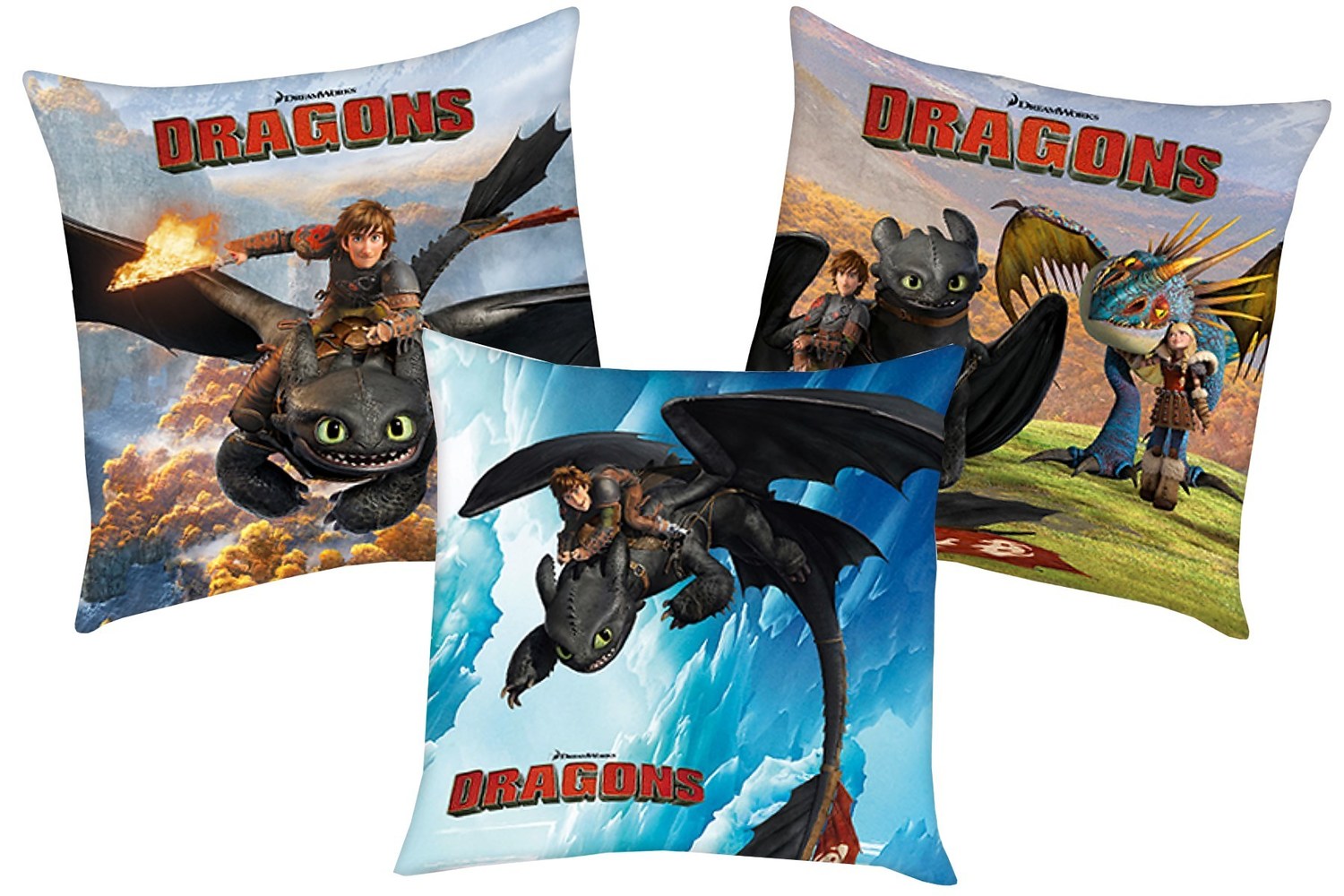 Drachenzähmen leicht gemacht Dekokissen 3-teilig (NEU), Dragons